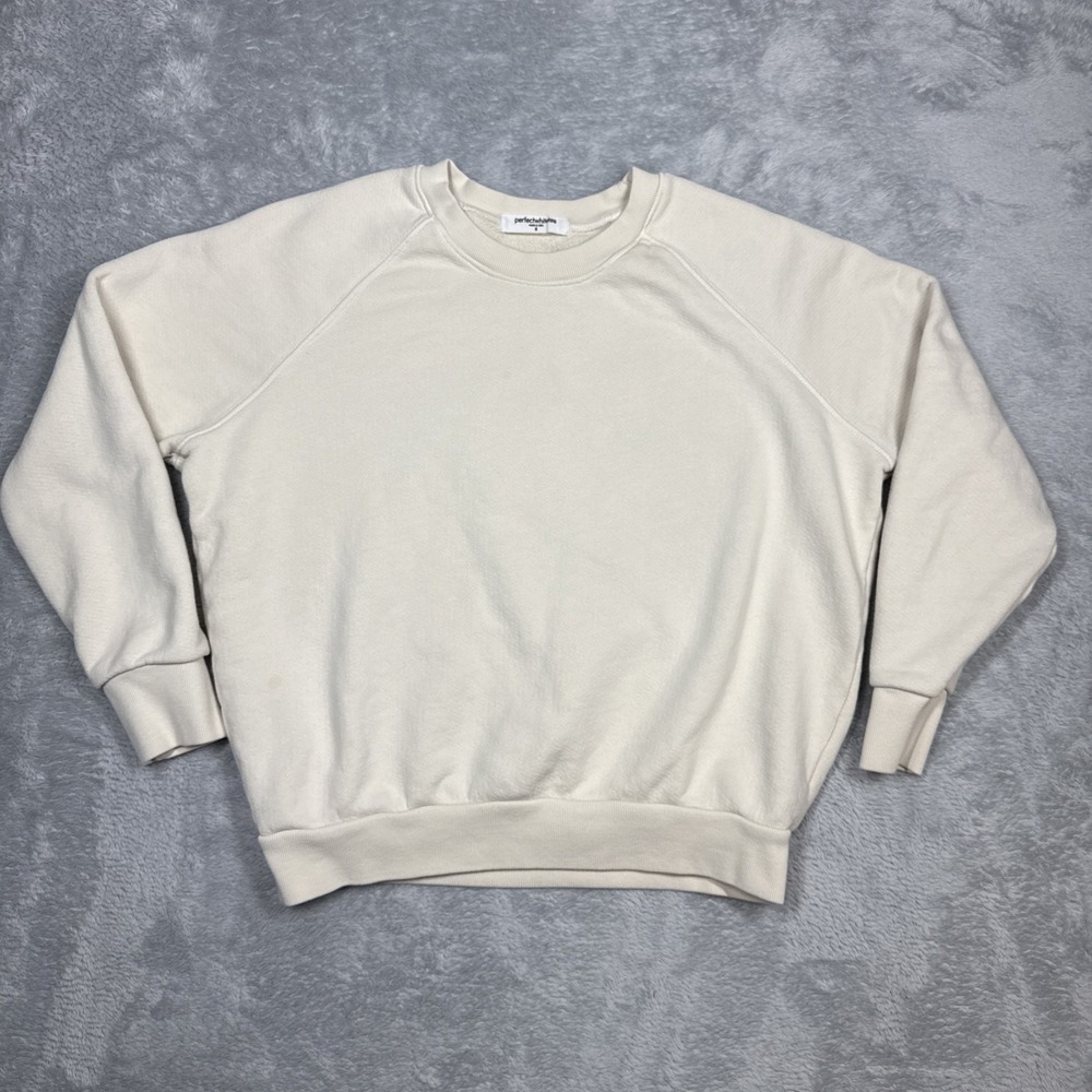 PerfectWhiteTee Oversized Sweatshirt Women Small Ivory USA Los Angeles